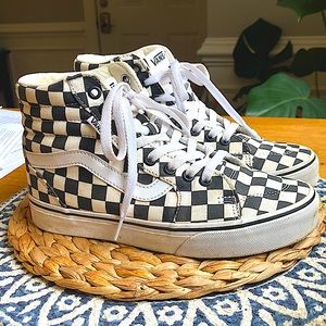 checkered vans high tops